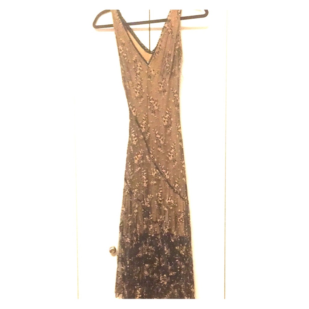 Cocktail dress with tan slip & black lace overlay